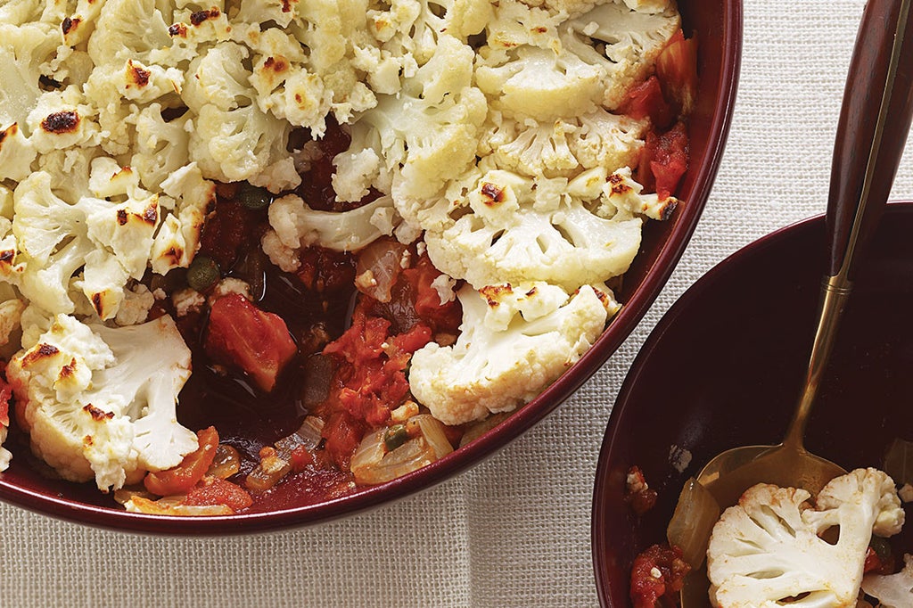 Cauliflower Gratin with Tomatoes, Capers, and Feta Recipe