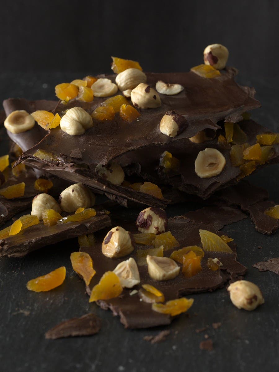 Hazelnut-Apricot Chocolate Bark