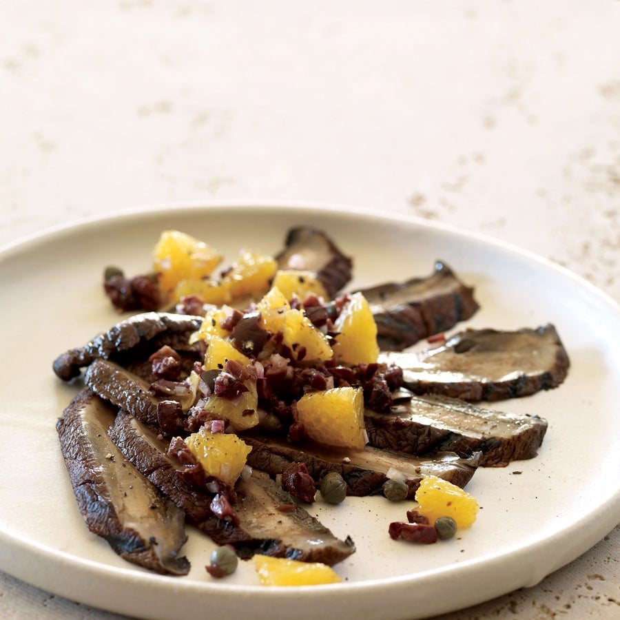 Portobello Carpaccio with Orange-Kalamata Tapenade Recipe