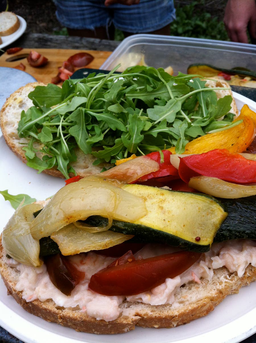 Roasted Vegetable Sandwiches with Zesty White Baan Spread 2 None
