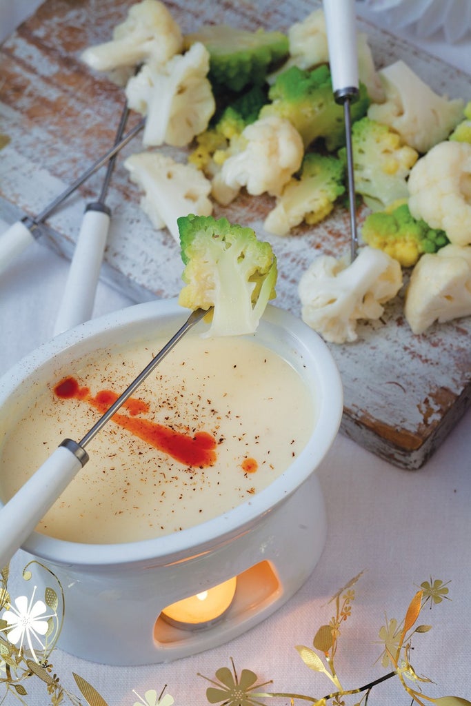 Fontina Fondue with Cauliflower Dippers Recipe