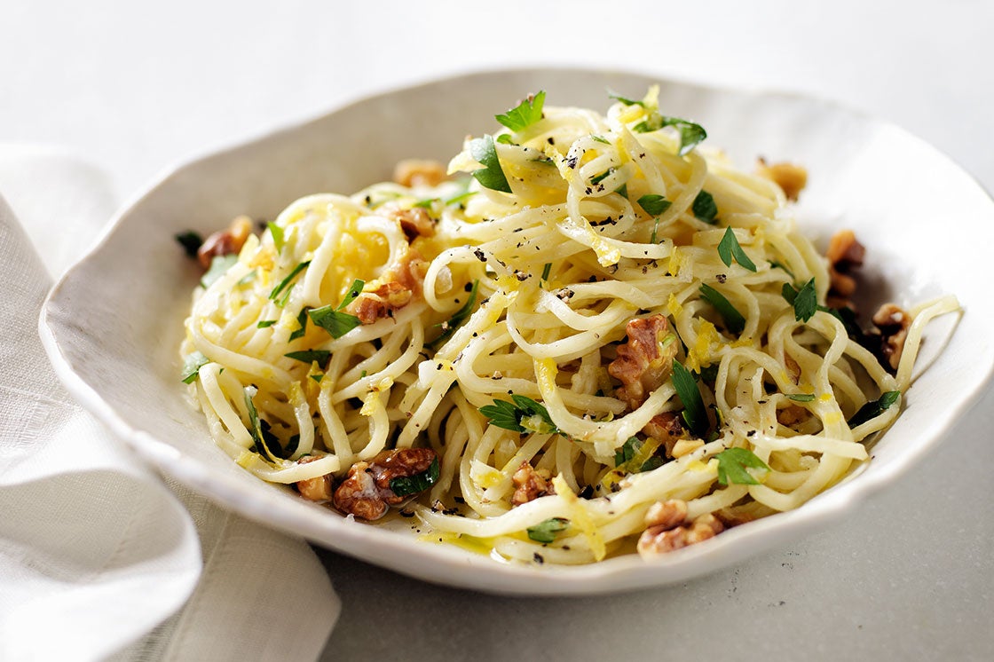 Spaghetti with Lemon and Toasted Walnuts - Vegetarian Times