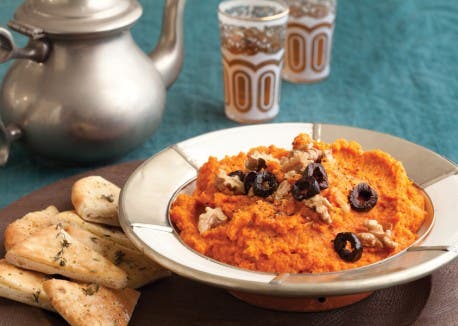 Carrot Dip with Crushed Walnuts and Olives None