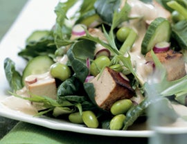 Tatsoi, Mizuna and Edamame Salad with Sesame Dressing None