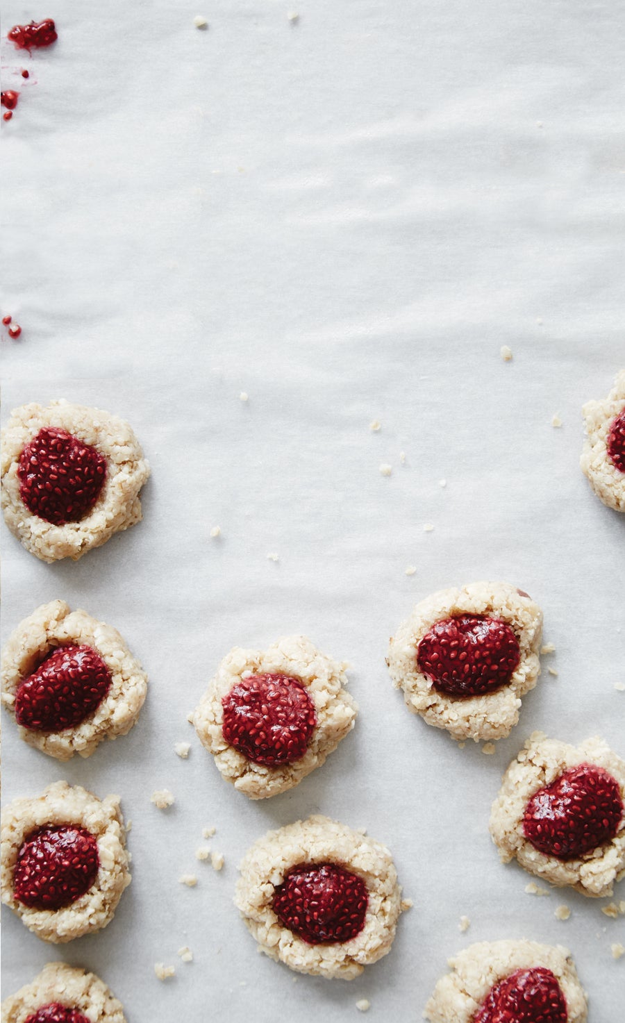 Oat and Cashew Thumbprint Cookies with Berry-Chia Jam