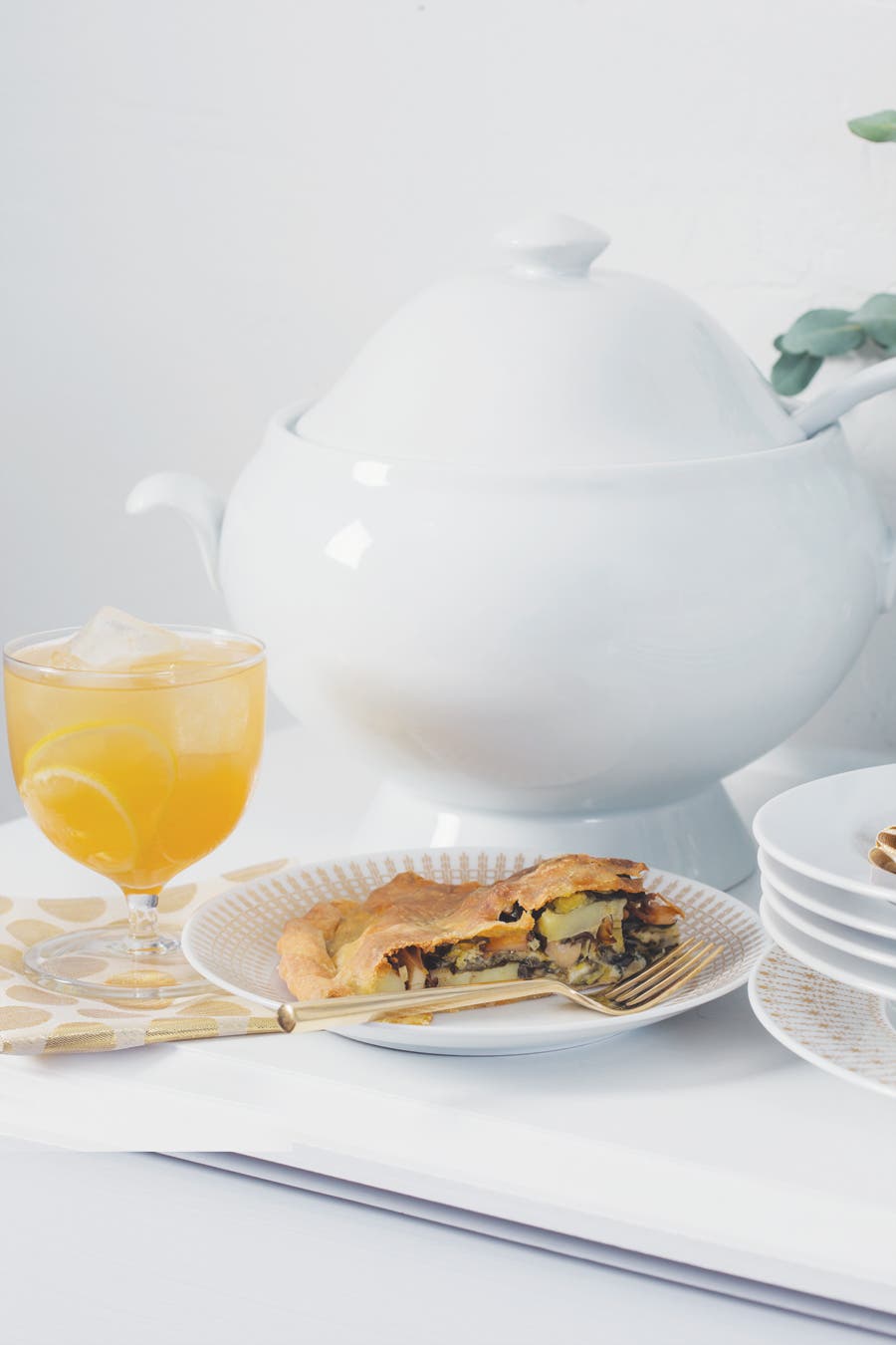 Cheese Mushroom and Swiss Chard Torta