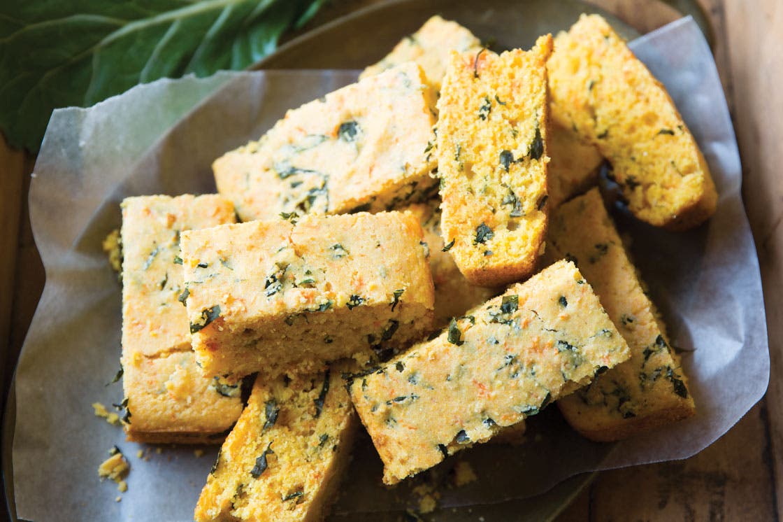 Sweet Potato Cornbread with Collard Greens Recipe