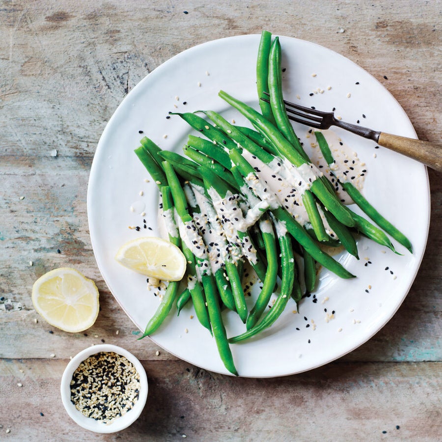 green beans sesame dressing Pork and Green Bean Salad with Sesame Dressing