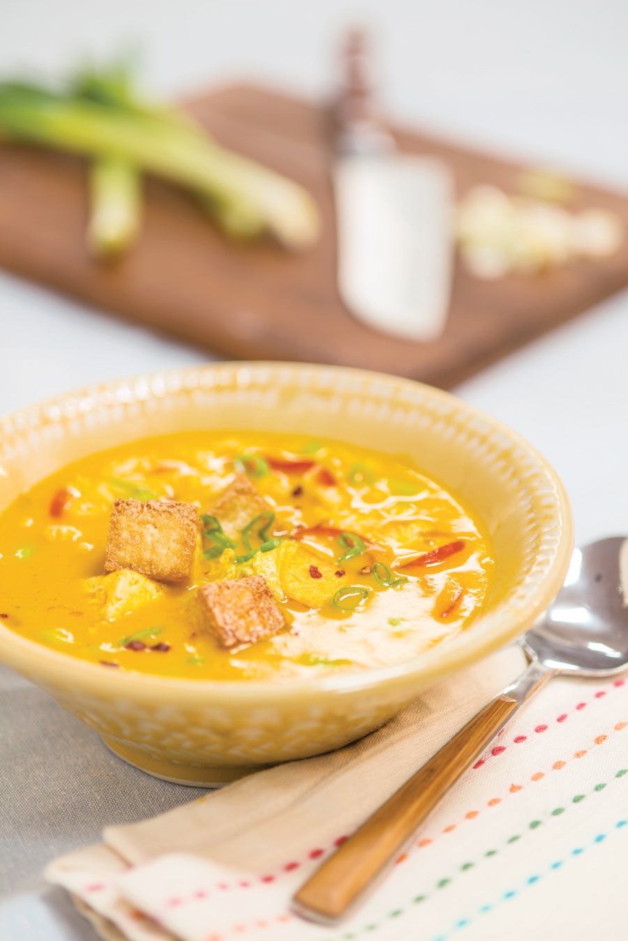 Gingered Carrot and Edamame Soup
