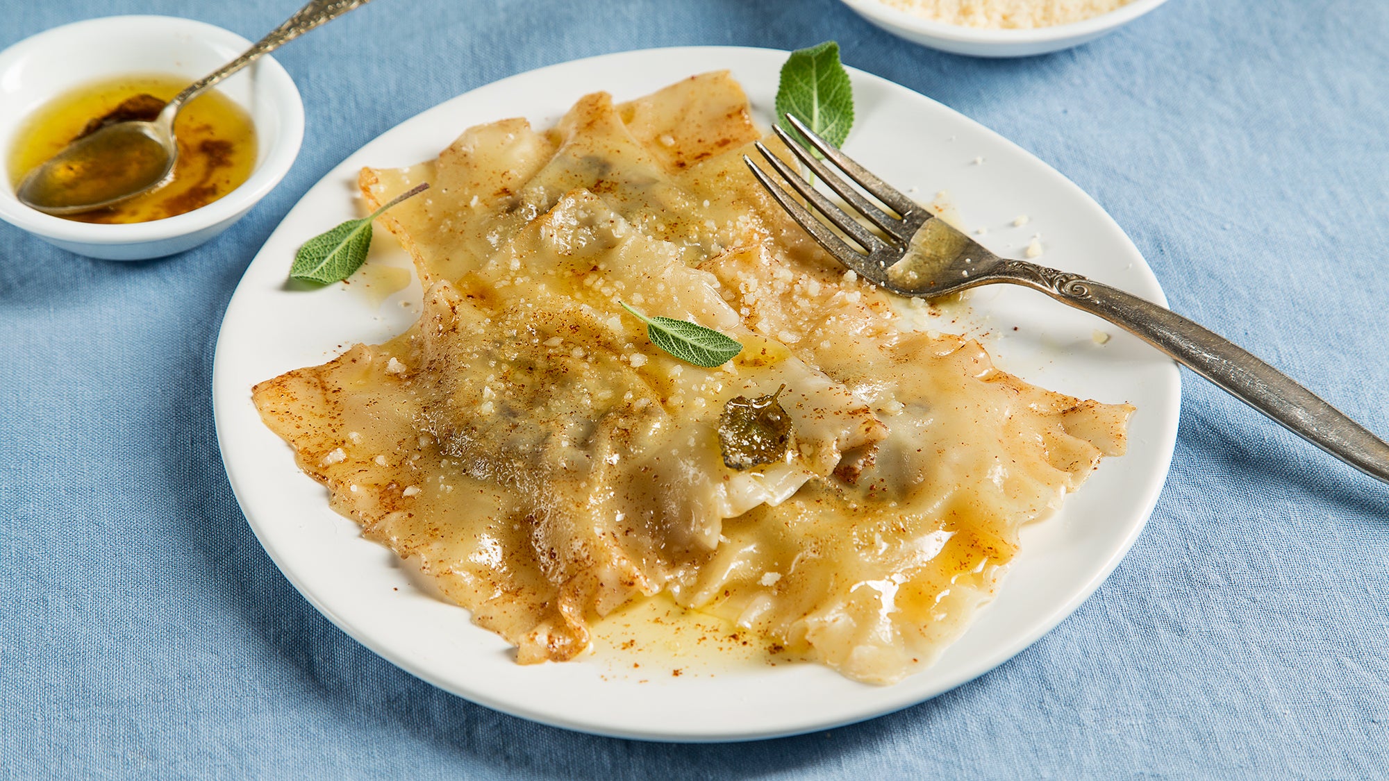 Ravioli in a white wine butter sauce - The Burnt Butter Table