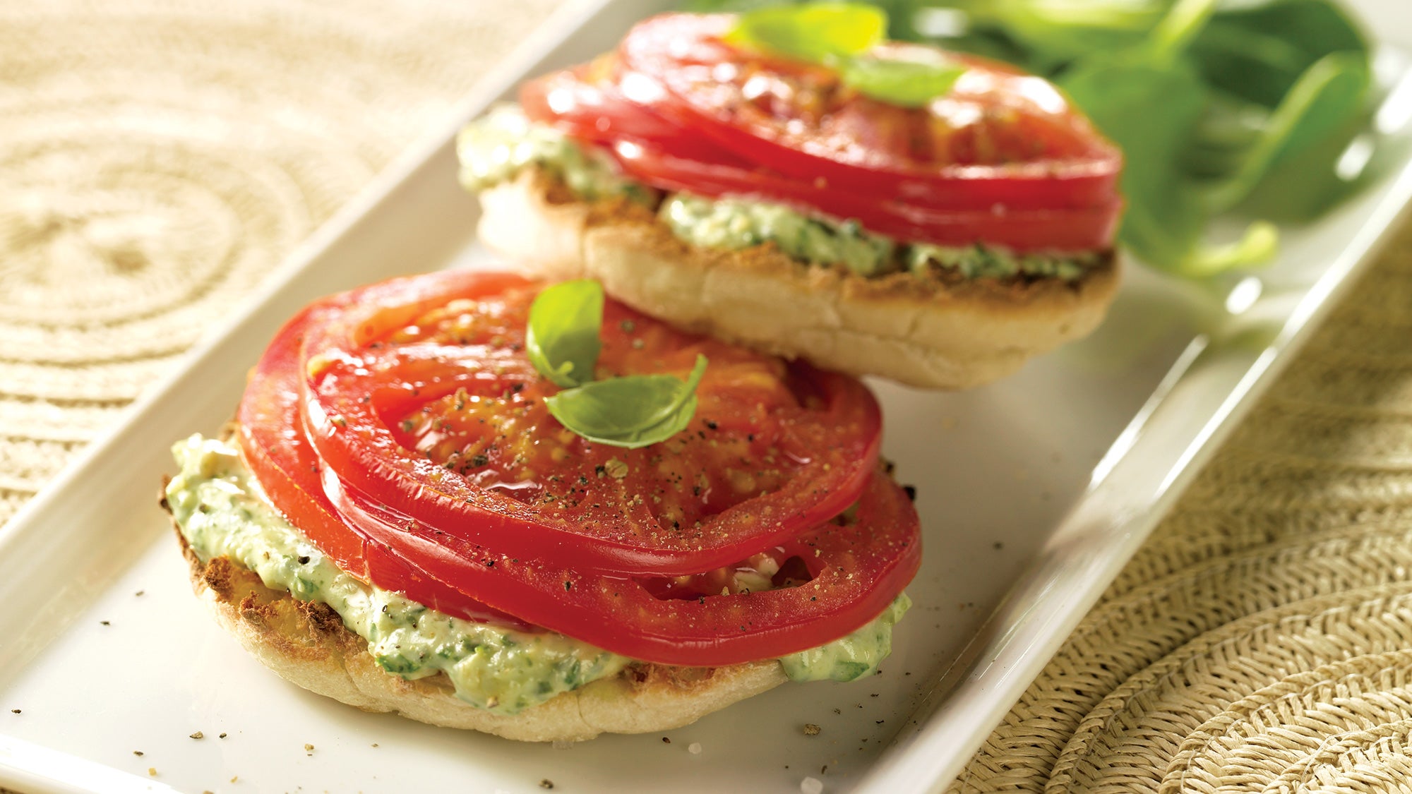 Open Face Tomato Basil Sandwiches