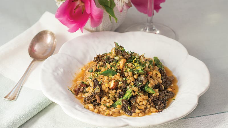 Farro with Morels, Asparagus, and Tarragon Gremolata Farro with Morels, Asparagus, and Tarragon Gremolata