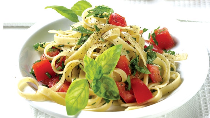 Fettuccine with Basil-Tomato Sauce Fettuccine with Basil-Tomato Sauce