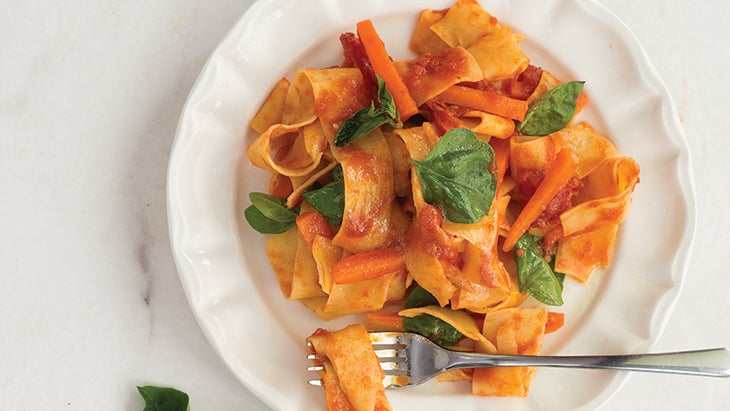 Ginger-Tomato Sauce with Carrot Matchsticks Ginger-Tomato Sauce with Carrot Matchsticks