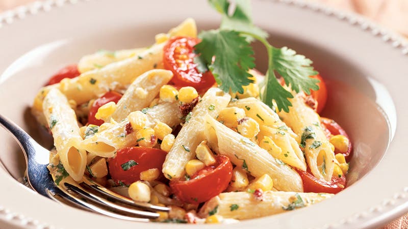 Smoky Penne with Corn and Cherry Tomatoes