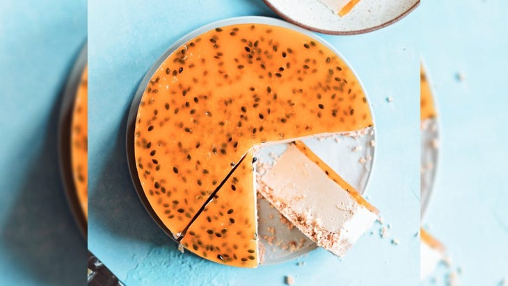 Passionfruit white chocolate cheezecake