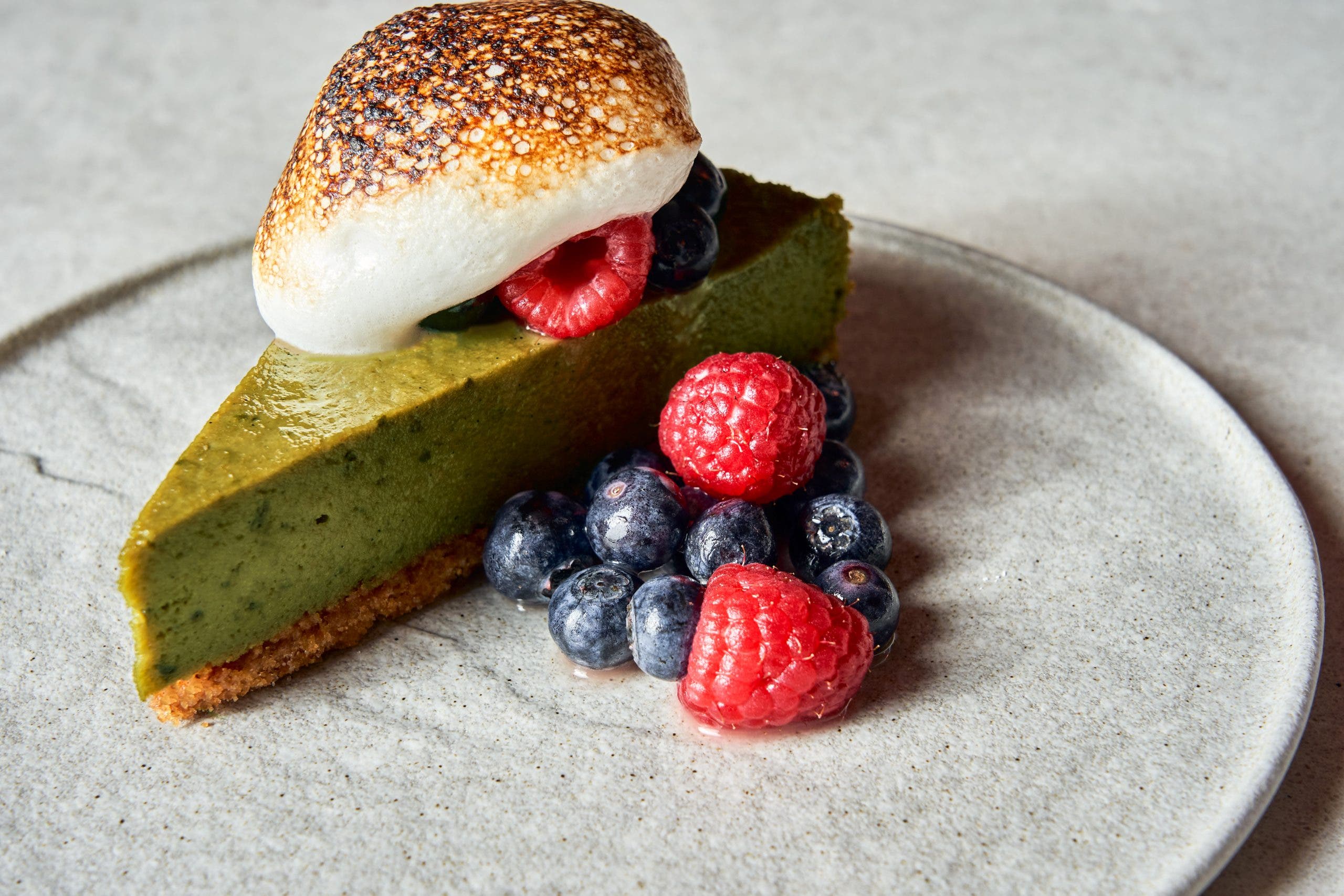 matcha cheesecake at planta queen in nyc