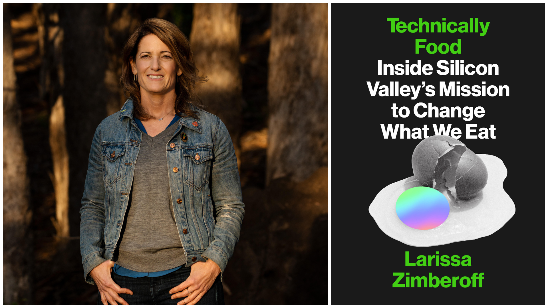 Larissa Zimberoff with the cover of her book about future food