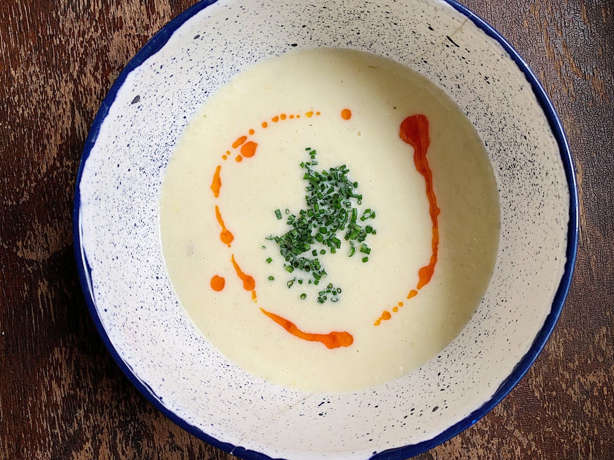 Corn Soup with Chili Oil and Chive - This Chilled Soup is Summer in a Bowl