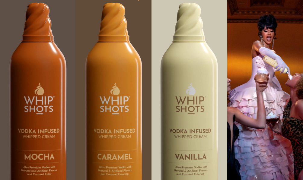Cardi for her new vodka-infused whipped cream “Whip Shots”.