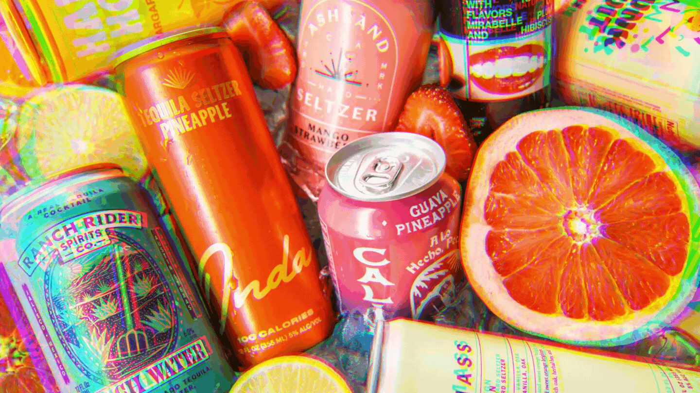 hard seltzer cans in a tray of ice